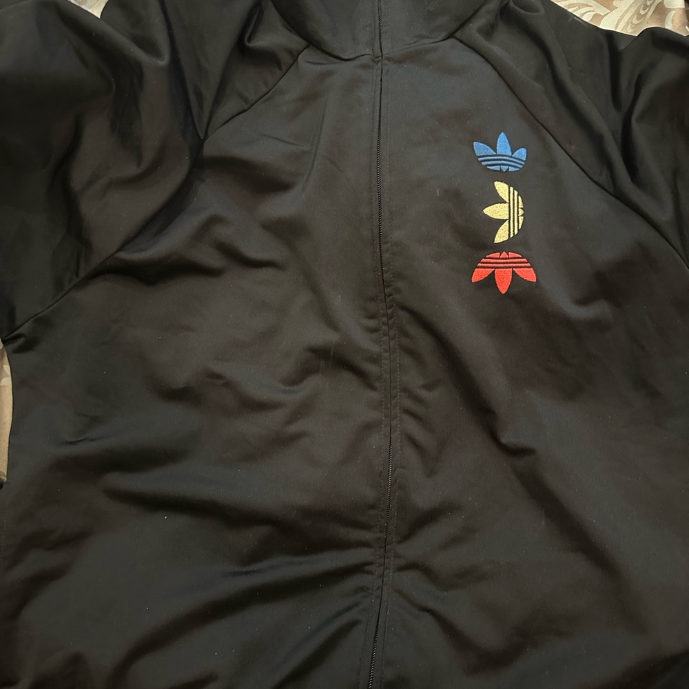 Adidas Black track jacket with Colorful Logo
